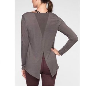 Athleta Charcoal Long Sleeve Tee with Back Cutout